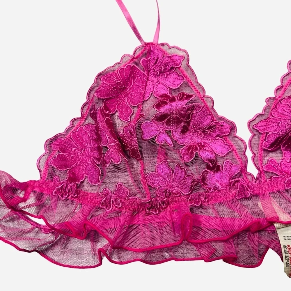 NWT New Free People Hotel Chantelle Triangle Bralette In Dawn Pink Size XL
